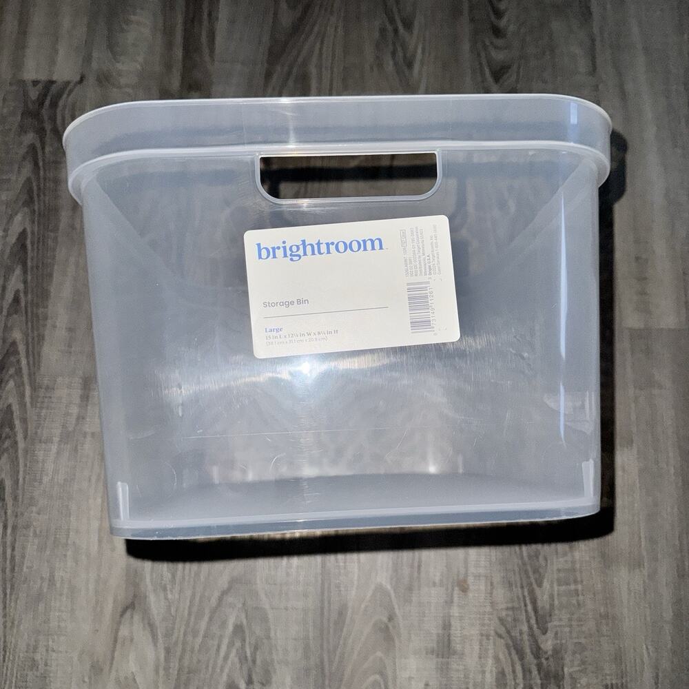 Brightroom Target Large Clear Plastic Storage Bin 15x12.25x8.25 Handles New